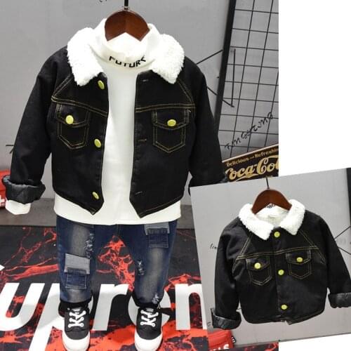 Winter Kids Clothes Baby Boys Denim jacket + plush T-shirt + plush jeans 3PCS Tracksuit Baby Boy Clothes Set Children Clothing