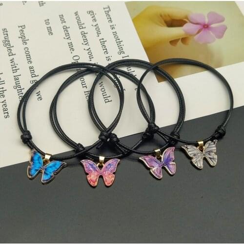 1 PC New Fashion Butterfly Bracelet Korean Style Colorful Pednant Adjustable Hand Bracelet Gift for Girl Trendy Gift Jewelry