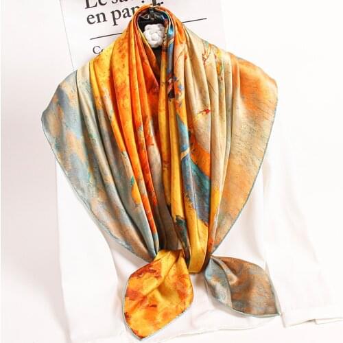 100% Pure Silk Square Scarves Women Large Bandana Echarpe Femme Print Headscarf Natural Silk Shawls Silk Foulard 108x108cm
