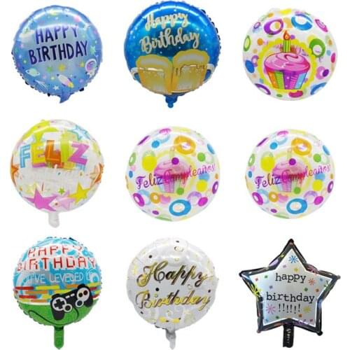 18 Inch Happy Birthday Balloons Round Helium Foil Balloons Baby Shower Kids Birthday Party Decorations Inflatble Supplies Globos