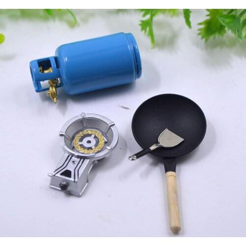 4Pcs/Set 1/12 Dollhouse Miniature Kitchen Toys Alloy Gas Stove Tank Utensils Tool miniature food girls toys for children