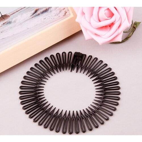 5pcs Cute Fashion Plastic Full Circle Stretch Flexible Comb Teeth Headband Hair Band Clip Face Wash Fixed Hair Accessories