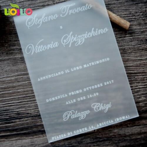 Birthday acrylic invitation cards laser engraved frosted custom acrylic wedding invitation card