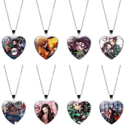 Anime Demon Slayer Creative Necklace Pendant Cosplay Kimetsu No Yaiba Womens Male Long Necklace Keychain Jewelry Sweater Chain