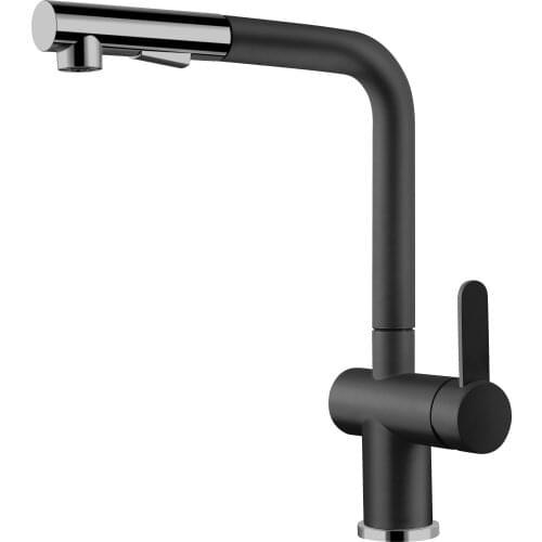 ASRAS-4058 Nano black rotatable pull-out cold and hot water kitchen faucet free shipping