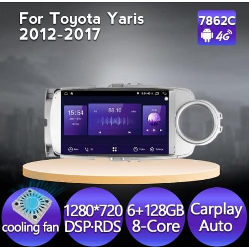 IPS 1280*720 Android 11 Car Radio For Toyota Yaris 2012-2016 2017 GPS Navigation Multimedia Player 8-Core DSP 4G Lte FM Carplay