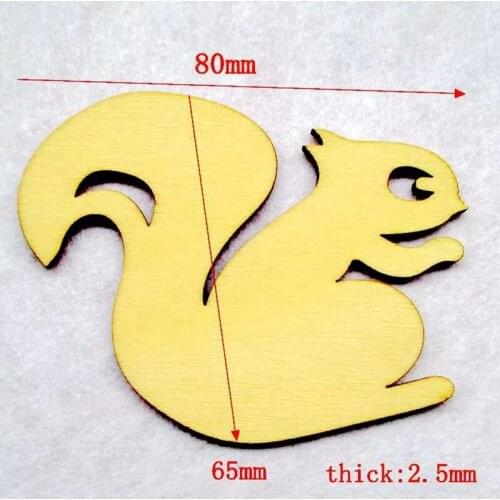 Free shipping 50 pcs Squirrel Shapes Wooden Blanks wooden craft christmas tree decoration