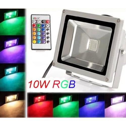 DHL Free Shipping 10W RGB LED Outdoor Waterproof Flood Light Wash Floodlight Spotlight Lighting With Remote Controller AC85-265V