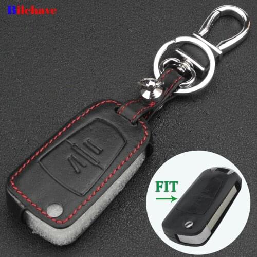 Bilchave 2 Buttons Hand-stitched leather Remote Car Case Cover Fob For Opel Agile Vectra Novo Montana Corsa Keychain Holder
