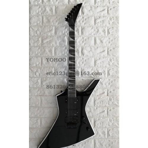 Custom black electric guitar with floyd rose bridge,black hardware White edged, HH Pickups.customized,Paypal available!Y-8