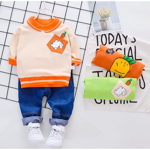Spring Autumn Baby Boys Girls Clothes Infant Sport Cotton T Shirt Pants 2pcs/sets Children Fashion Splice Kid Casual Tracksuits