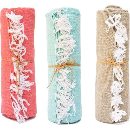 Household Rectangle Rugs Linen Non-slip Bed Room Shower Room Solid Macrame Decor Blanket Wear-resisting Simple Carpet