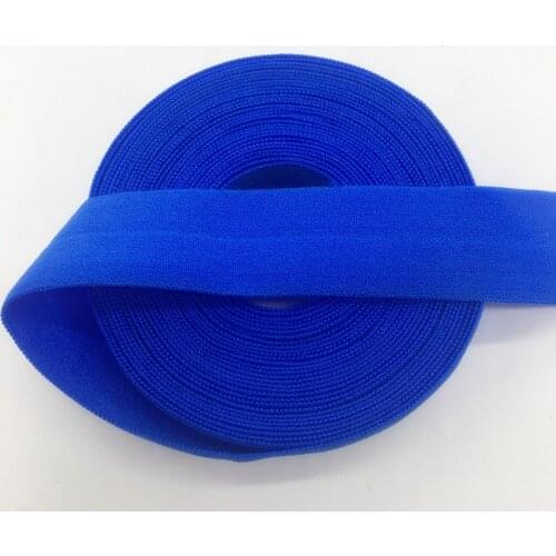 5Yards/lot 20mm 3/4" Blue FOE Fold Over Elastic Spandex Satin Band Lace Dress Sewing Trim