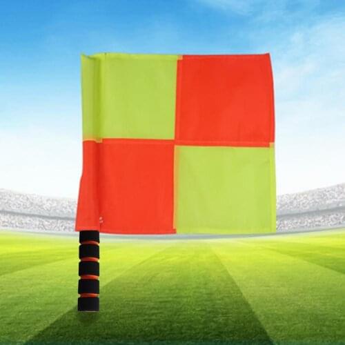 1 Pair Referee Flag Exquisite Easy to Use Stainless Steel Tube Soccer Judge Linesman Flag Anti-slip Handle Football Referee Flag