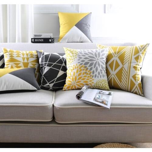 Geometric Triangles Plaids Rhombus Cushion Covers Nordic Minimalist Stripes Rug Pattern Pillow Cover Sofa Velvet Pillow Case