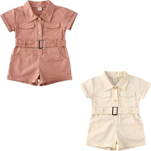 Girl Romper 2020 Toddler Kid Baby Girl Summer Clothes Short Jumpsuit Belt Romper Playsuit 2-6Y Sunsuit