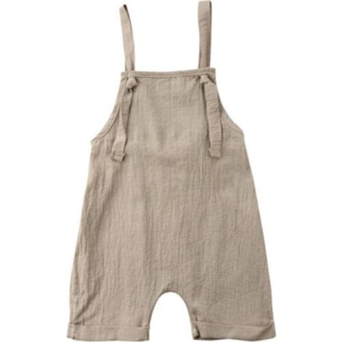 Cute Newborn Toddler Kid Baby Boy Girl Clothes Solid Sleeveless Cotton Bib Pants Romper Jumpsuit Playsuit Outfits For 0-3T