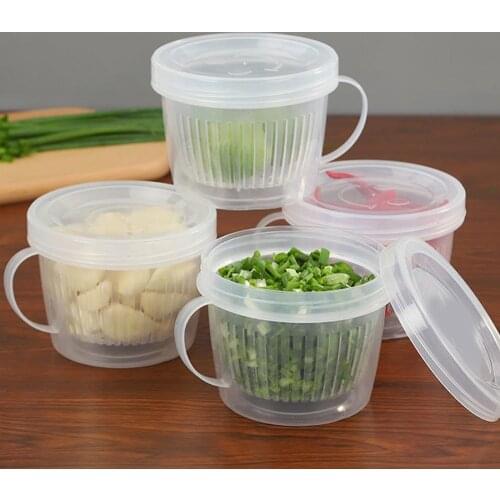 Kitchen Round Storage Box Onion Ginger Garlic Drain Storage Case Refrigerator Food Fresh-keeping Container Household Organizer