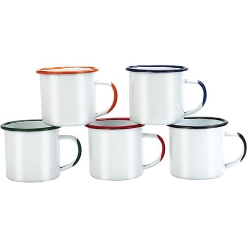 8/9cm DIY Color handle and side port Enamel Coffee Mug Cup customize picture Creative gifts for Lovers Friends Family Creative