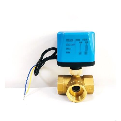 1/2" 3/4" 1" 1-1/4" 1-1/2" Brass Electric Ball Valve Two Lines Three Way Normally Closed Normally Open 220V Switch Valve Wate