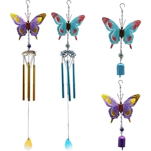 Fashion 3D Butterfly Metal Wind Chimes Outdoor Garden Porch Balcony Home Decoration Craft Creative Home Wind Bells Ornament