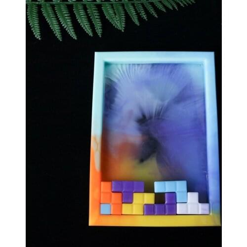Game play UV Epoxy Resin Tray Coaster Mold Kit Russian Tetris Silicone Molds DIY Handcraft Resin Casting Molds For Home Decor