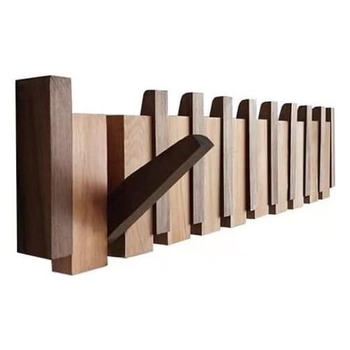 Beech and Walnut Hidden Decoration Wall Hanging Row Hook Hanger Imitation Piano Button Design Doorway Coat Rack Minimalist