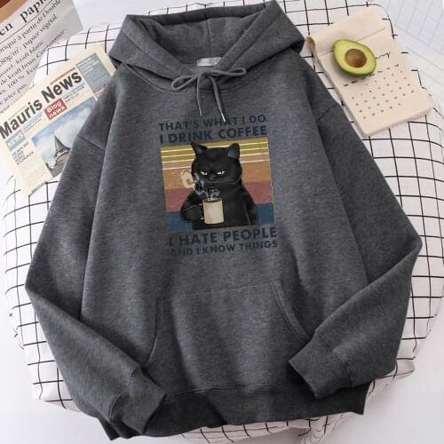 New Coldproof Vogue Mens Hooded ThatS What Tido I Drink Coffee Print Clothes Loose Vintage MenS Sweatshirt Plus Size Hoodie