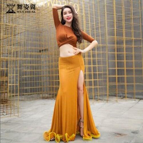 New Arrival Belly Dance Set Dress for Women Tops long-Skirt 2pcs Oriental Dancing Practising Costume Suits M/L size