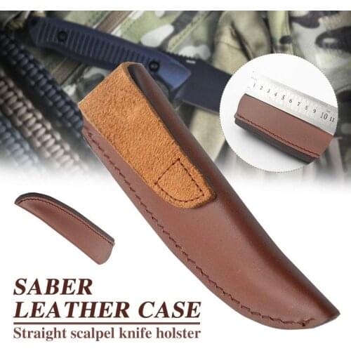 Knife Sleeve Portable Durable Brown Leather Sheath Cover Hunting Outdoor Tool Knife Pocket Tactical Holder Leather Sheath