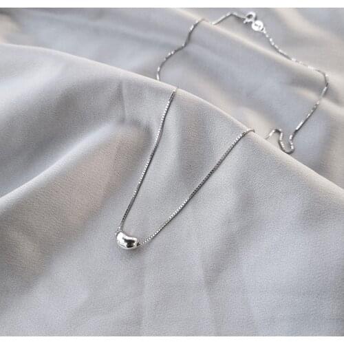 Real 100% 925 Sterling Silver Minimalist Glossy Mini Love Heart Pendant Necklace for Women Office Party Jewelry Teen Gift