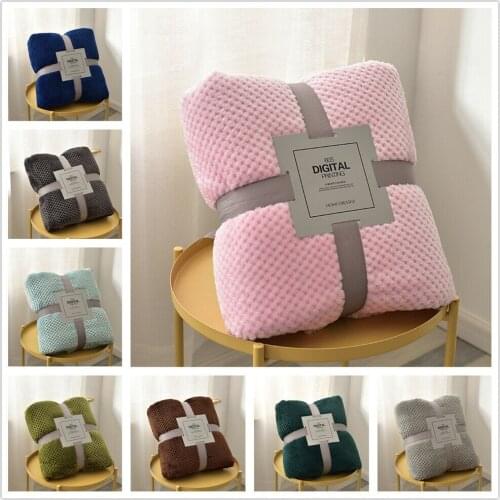 Luxury Soft Throw Blanket Plush Fleece Flannel Couch Sofa Solid Color Lattice