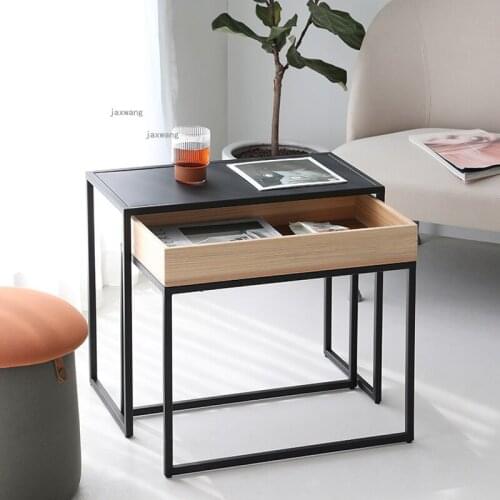 Nordic Rectangle Side Table for Small Apartment Living Room Sofa Coffee Tables Simple Modern Home Furniture Storage Drawer Table