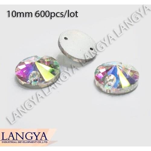 Upriver 2 Holes Flatback High Quality Loose Bright Glass Sewing On 10mm Rhinestone 600pcs/lot For Garment Accessories