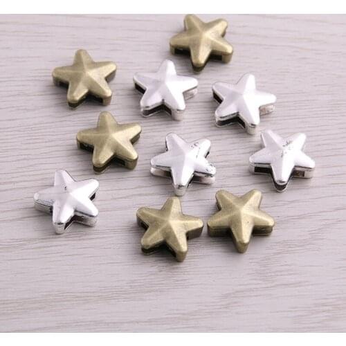 SWEET BELL 20pcs Two Color Pentagram Wheel Spacers Adapters Slider Spacer Jewelry Material Spacers For 10mm Leather Cord