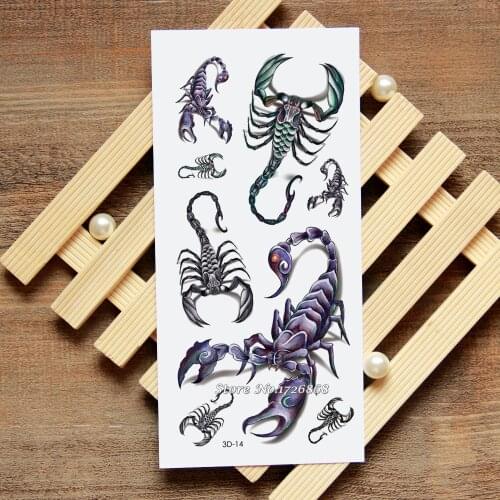3D Scorpion Fake Tattoo Decals Temporary Tattoo Body Art Flash Tattoo Stickers Waterproof For Women Men #014