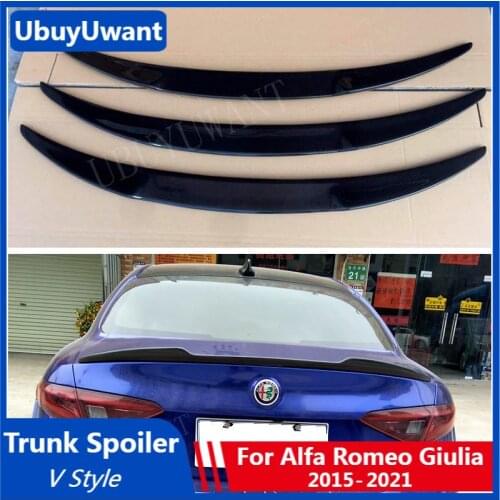 UBUYUWANT V Style Rear Spoiler For Alfa Romeo Giulia Sedan Quadrifoglio Verde 2015- UP Carbon Fiber Trunk Boot Lip Wing Spoiler