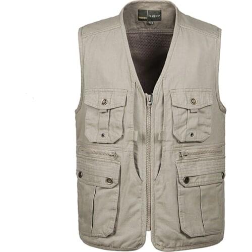 2018 New Summer Travel Vest L-3XL 4XL Photographer Vest Multi-pocket Copper Buckle Casual Military Green vest Wholesale