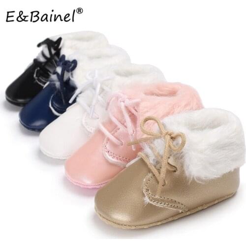 Winter Warm First Walker Baby Ankle Snow Boots Infant Soft PU Leather Fleece Baby Shoes Infant Soft Sole Walker