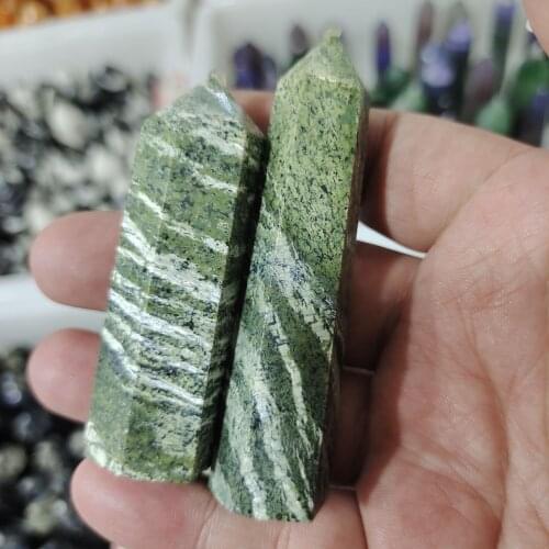 1pcs Natural Crystal Epidote Column Crystal Point Quartz Mineral Stone Healing Obelisk Wand Home Decor DIY Gift Decoration Reiki