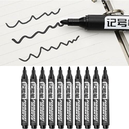 10pcs Fade Resistant Bullet Tip Permanent Markers Pen Set for Stone Ceramic Metal Wood Glass DIY Craft Projects