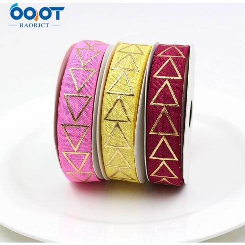 16mm,10 yards Hot gold geometric Elastic Foldover Elastics Stretch Hair Ties Headbands for Baby Girls Hair Bow,E-20508-962