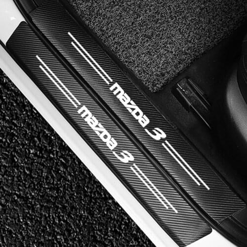 4PCS For Mazda 3 BK BL BM BN BP 2009 2010 2011 2012 2013 2014 2015 2016 2017 Car Door Sill Scuff Plate Carbon Fiber Stickers