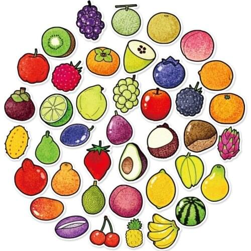 40Pcs/lot Exquisite Cartoon Fresh Fruits Vegetables Stickers for Kitchen Bakery Cup Dish Refrigerator Education Toy for Children