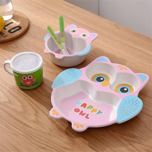5Pcs Love Pig Divided Childrens Plate Cute Creative Household Dinnerware Baby Plate Breakfast Dinner Plate