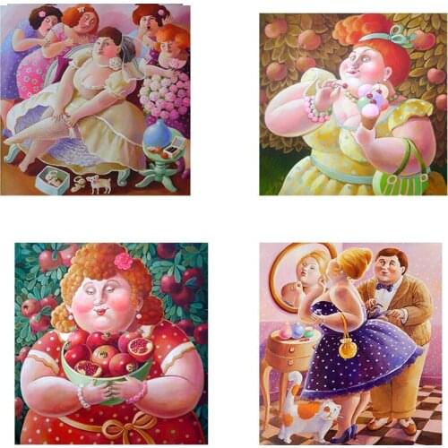 5D DIY Diamond Painting Fat Lady Picture Cross Stitch Gift Square/Round Full drill Embroidery Mosaic Art Home Decoration
