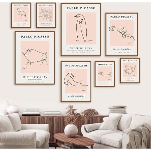 Abstract Line Cat Dog Bunny Dove Animal Wall Art Canvas Painting Nordic Posters And Prints Wall Pictures For Living Room Decor