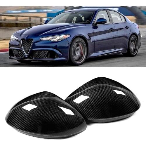 Car Real Carbon Fiber Side Rear View Mirror Cover Trim Rearview Mirror Sticker For Alfa Romeo Giulia Stelvio 2017 2018 2019 2020