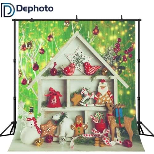 Dephoto Wooden Background for Christmas Party Decor Photography Xmas Gift Bear Elk Snowman Photo Backdrop Studio Props Booth