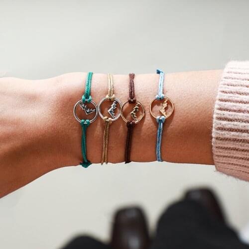 Docona Bohemia Mountain Peak Charm Bracelets for Women Handmade Adjustable Colorful Rope Bracelet Set Jewelry Pulsera 6914